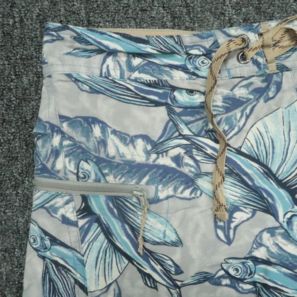 Patagonia Board Shorts Mens‎ 30 Blue Printed Wavefarer Flying Fish Swim